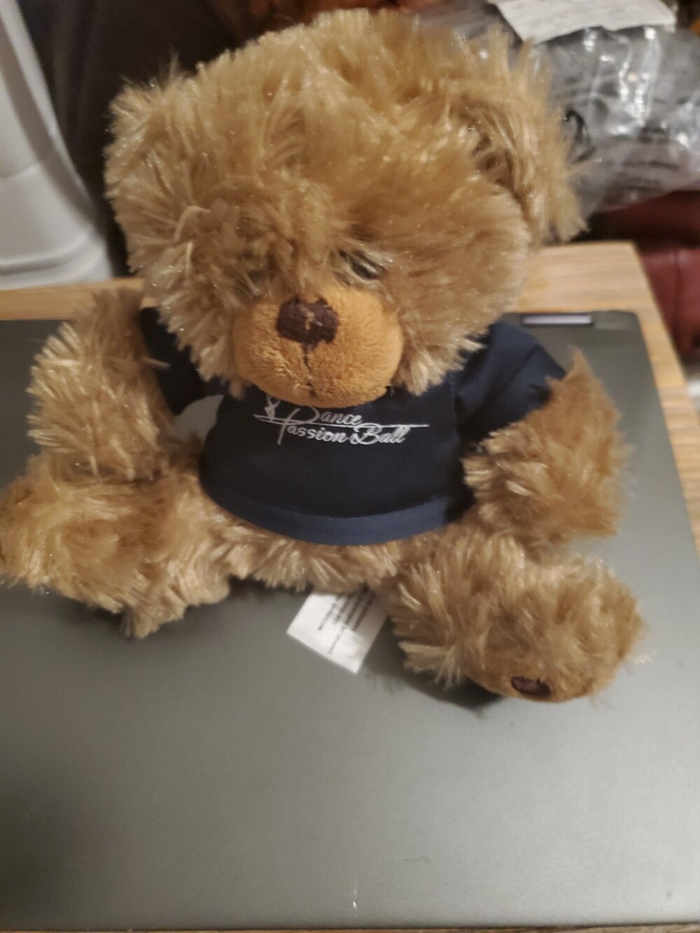 Plush Tan Teddy Bear with Navy 'Dance Passion Ball' Shirt